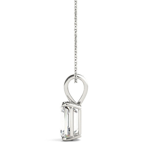 White gold Emerald Cut Solitaire Pendant with Four-Prong Setting