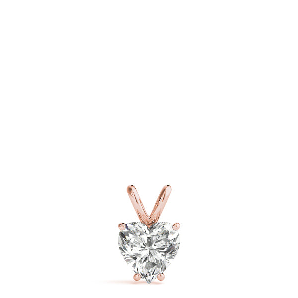 Rose gold Heart-Shaped Diamond Solitaire Pendant with Four-Prong Setting