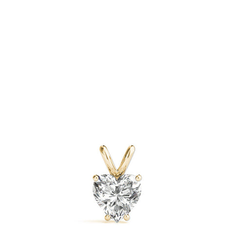 Yellow gold Heart-Shaped Diamond Solitaire Pendant with Four-Prong Setting