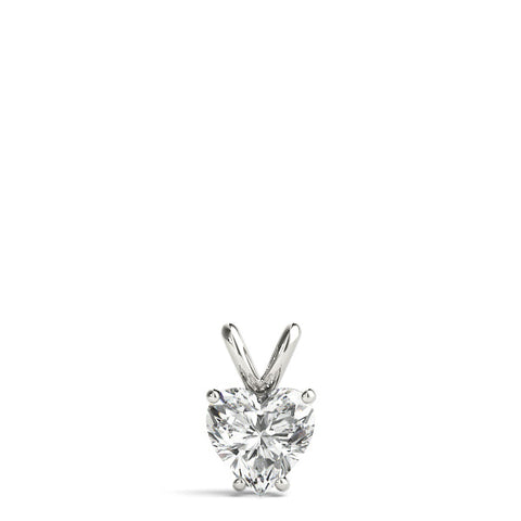 White gold Heart-Shaped Diamond Solitaire Pendant with Four-Prong Setting