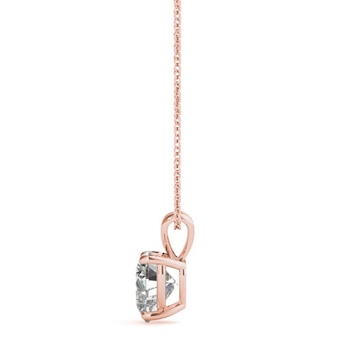 Rose gold Heart-Shaped Diamond Solitaire Pendant with Four-Prong Setting