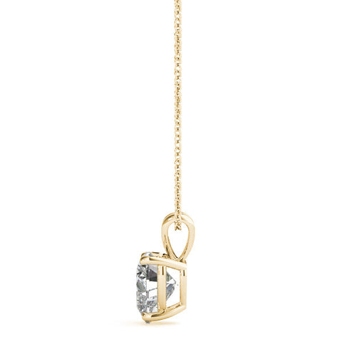Yellow gold Heart-Shaped Diamond Solitaire Pendant with Four-Prong Setting