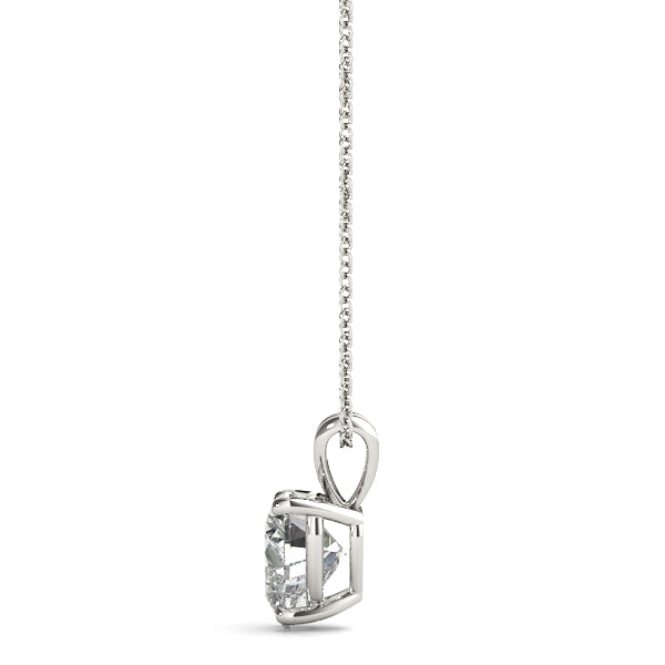 White gold Heart-Shaped Diamond Solitaire Pendant with Four-Prong Setting