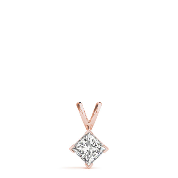 Rose gold Princess Cut Bezel Set Pendant