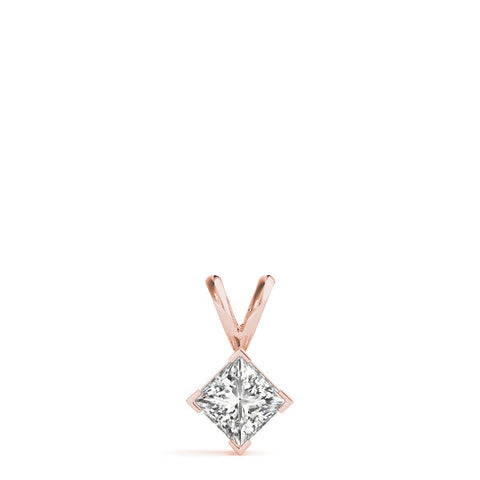 Rose gold Princess Cut Bezel Set Pendant