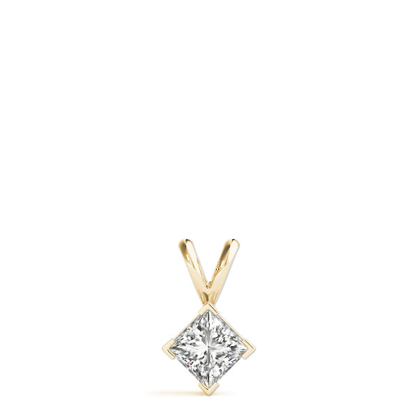 Yellow gold Princess Cut Bezel Set Pendant