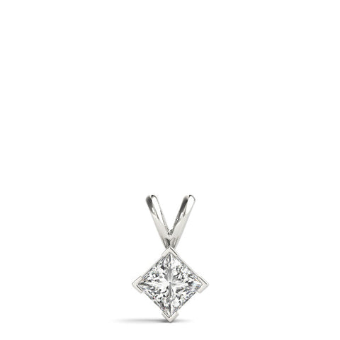 White gold Princess Cut Bezel Set Pendant