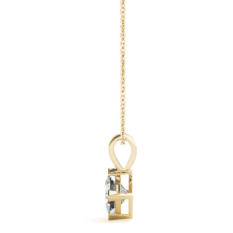 Yellow gold Princess Cut Bezel Set Pendant