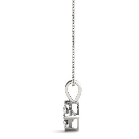 White gold Princess Cut Bezel Set Pendant
