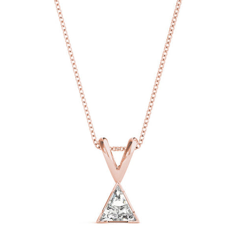 Rose gold Bezel-Set Trillion Diamond Pendant