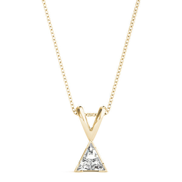 Yellow gold Bezel-Set Trillion Diamond Pendant