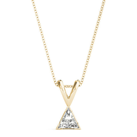 Yellow gold Bezel-Set Trillion Diamond Pendant