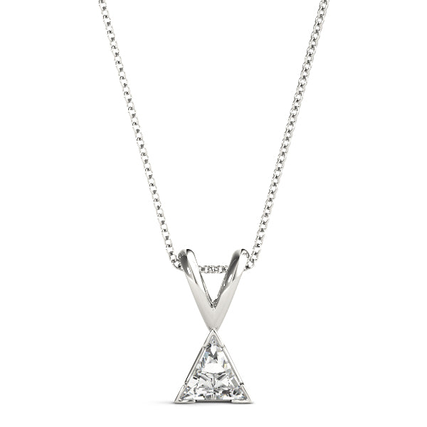 White gold Bezel-Set Trillion Diamond Pendant