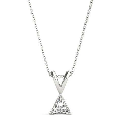 White gold Bezel-Set Trillion Diamond Pendant