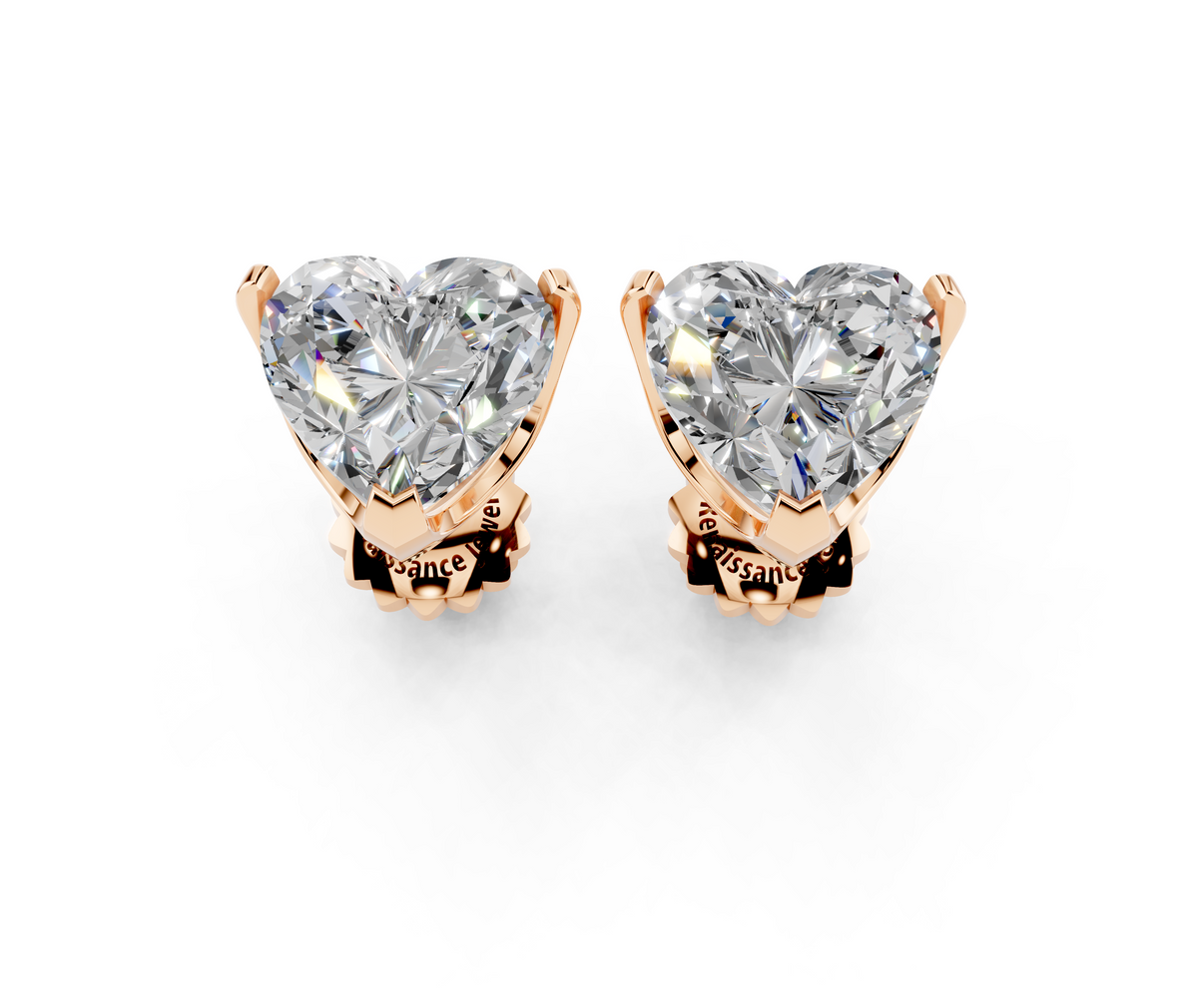 Rose gold Heart Brilliant Diamond Stud Earring