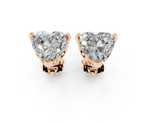 Rose gold Heart Brilliant Diamond Stud Earring