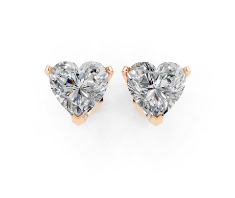 Rose gold Heart Brilliant Diamond Stud Earring