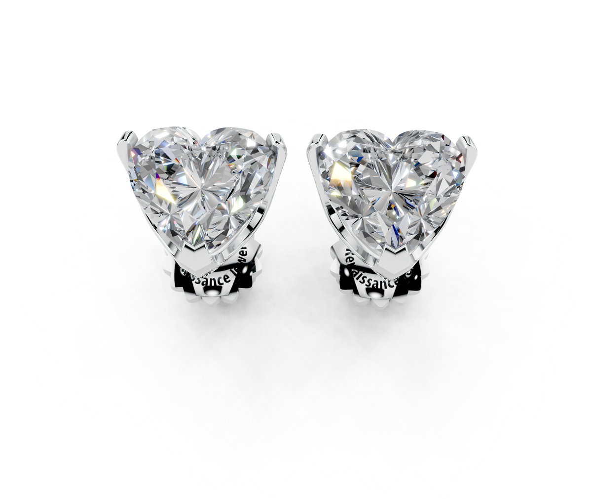 Platinum Heart Brilliant Diamond Stud Earrings