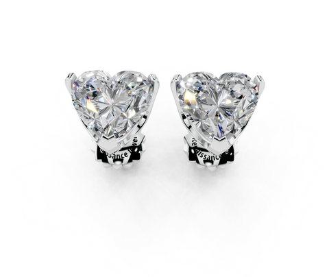 Platinum Heart Brilliant Diamond Stud Earrings