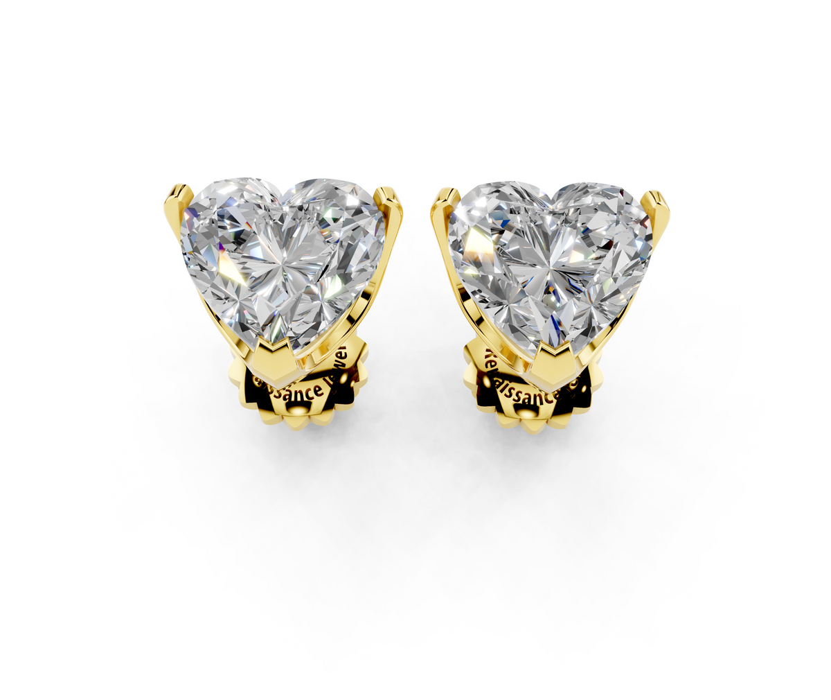 Yellow gold Heart Brilliant Diamond Stud Earrings