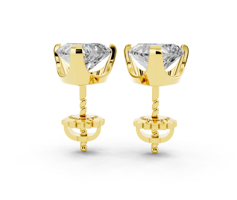 Yellow gold Heart Brilliant Diamond Stud Earrings