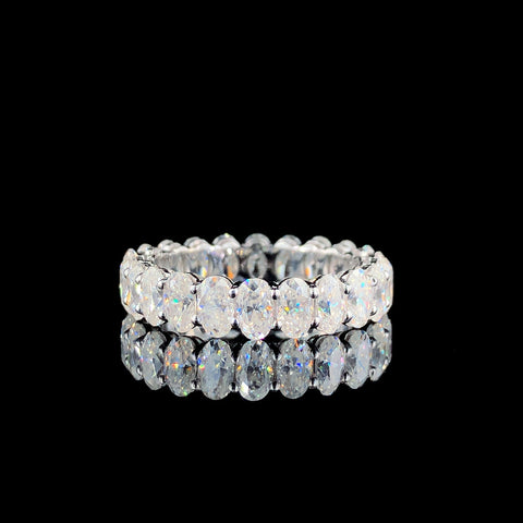White gold Oval Cut Diamond Eternity Band with Shared Prong Setting