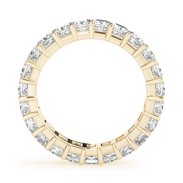 Yellow gold Princess Cut Diamond Eternity Band with Channel Setting and Shared Prong
