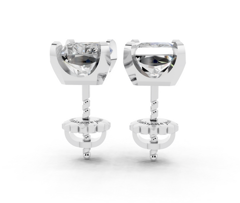 Platinum Radiant Brilliant Diamond Stud Earrings