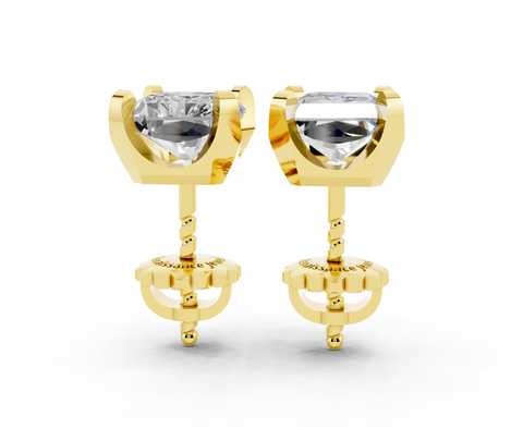 Yellow gold Radiant Brilliant Diamond Stud Earrings