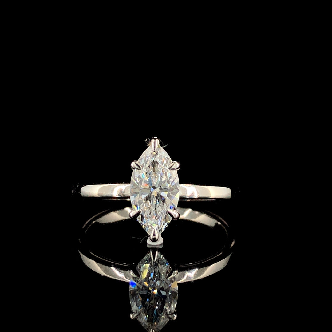 Marquise Solitaire Engagement Ring with Six-Prong Setting on a Yellow Gold Band