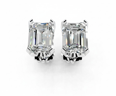 Silver Radiant Brilliant Diamond Stud Earrings