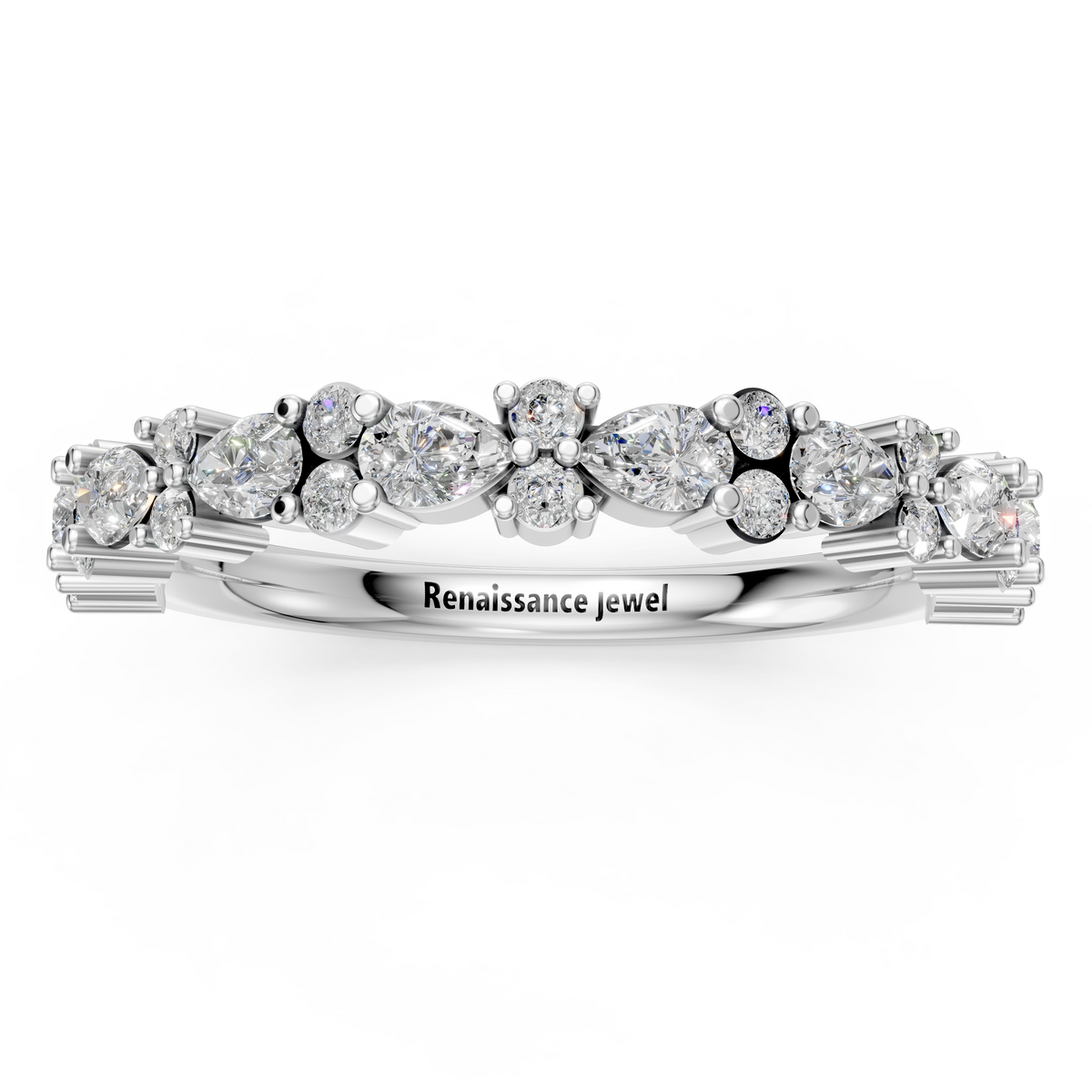 Platinum Pear & Round Diamond Wedding Band