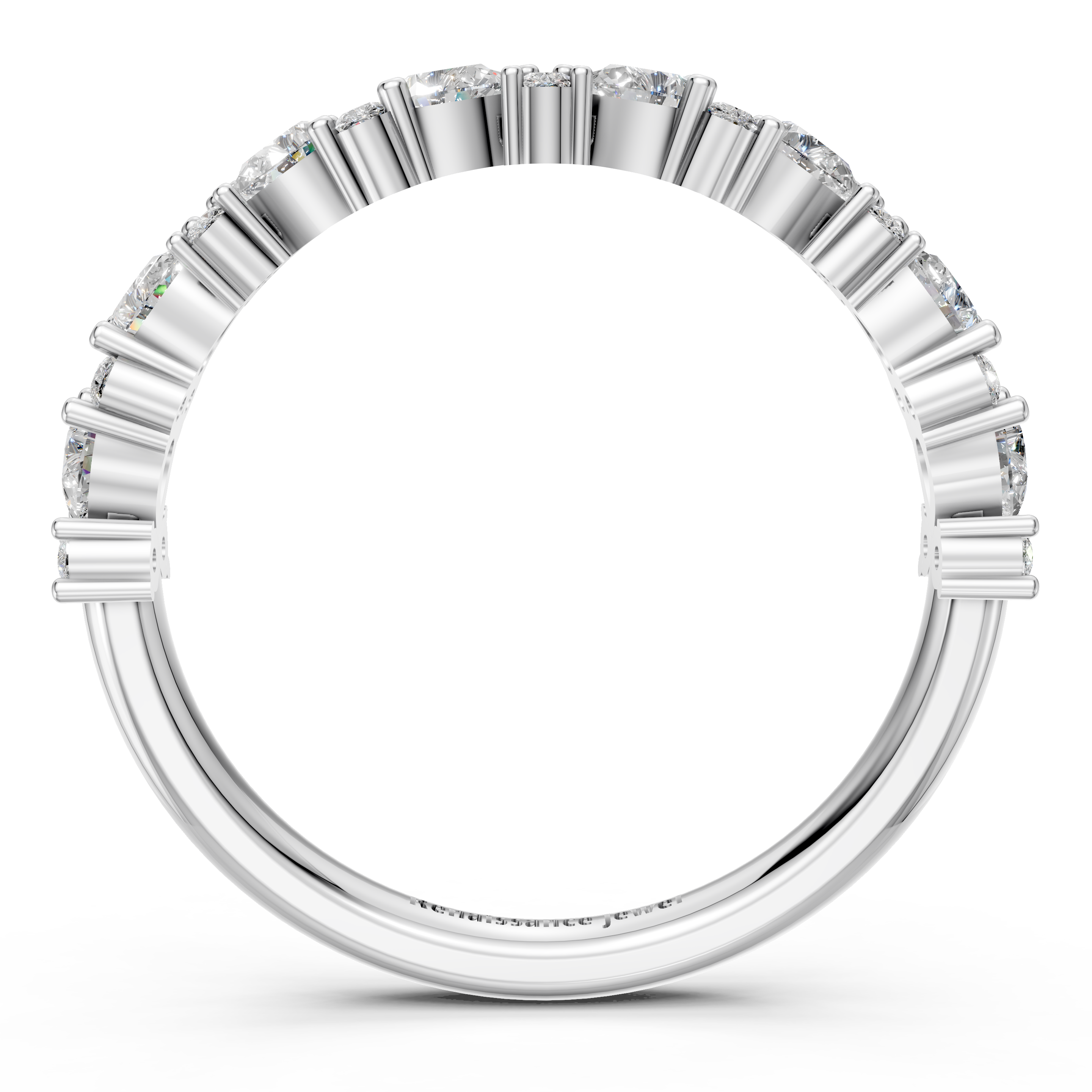 Silver Pear & Round Diamond Wedding Band